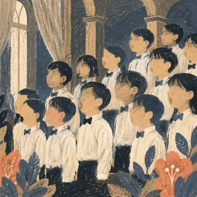Asian Children Choir Singing in Chapel