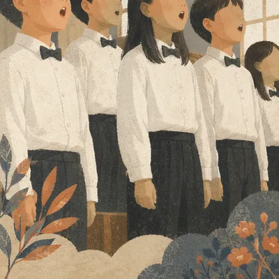 East Asian Children Choir in White Shirts