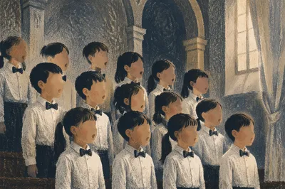 Asian Children Choir Singing in Chapel