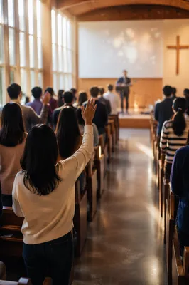 Diverse Congregation in Sunlit Chapel