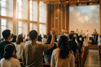 Diverse Congregation in Sunlit Chapel