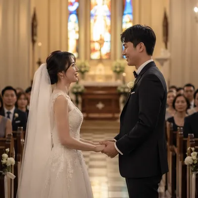 Joyful Asian Church Wedding Ceremony