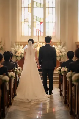 Asian Couple Church Wedding Ceremony