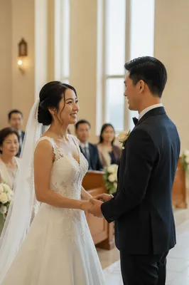 Joyful Asian Wedding Ceremony in Church