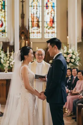 Asian Couple Wedding Ceremony in Church