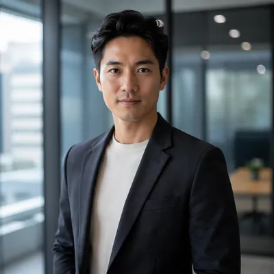 Confident Asian Man in Modern Office