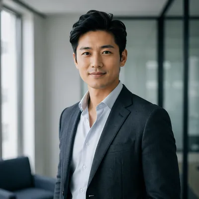 Confident Asian Man in Modern Office