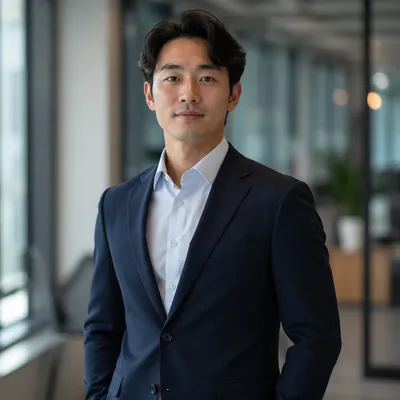 Confident Asian Man in Modern Office