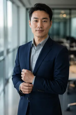Confident East Asian Professional Office Portrait