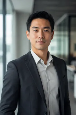 Confident Asian Man in Modern Office