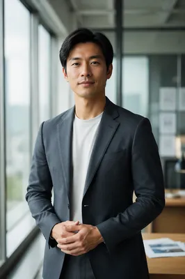 Confident Asian Man in Modern Office