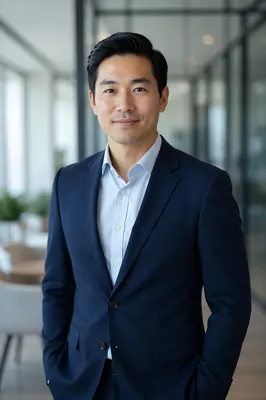 Confident Asian Man in Modern Office