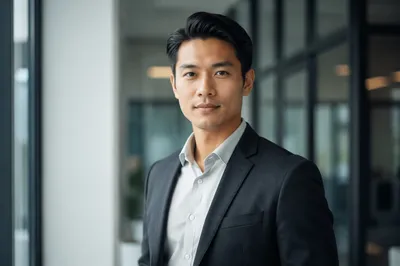Confident Asian Professional in Modern Office