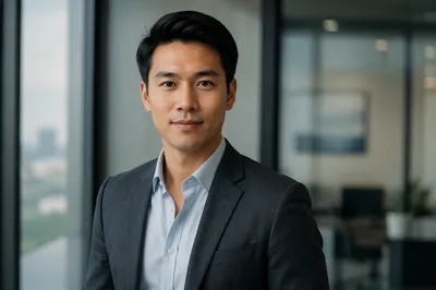 Confident Asian Man in Modern Office