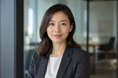 Confident East Asian Professional Office Headshot