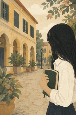 Asian University Student Praying With Bible