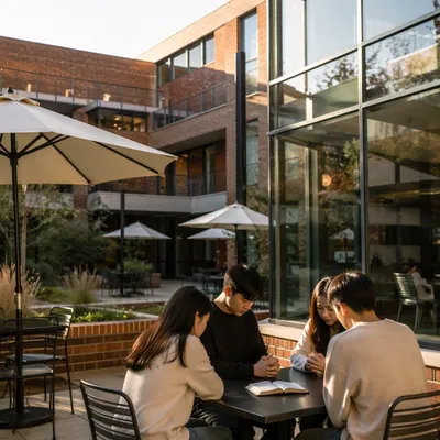 Asian Students Praying on University Campus