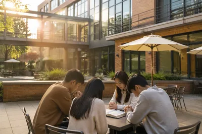Asian Students Praying on University Campus