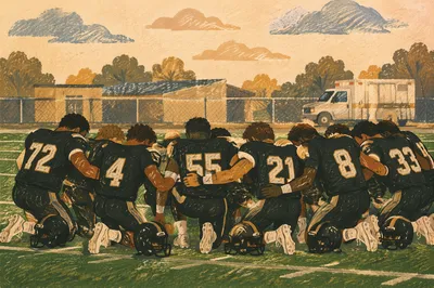 Football Team Kneeling in Pregame Prayer