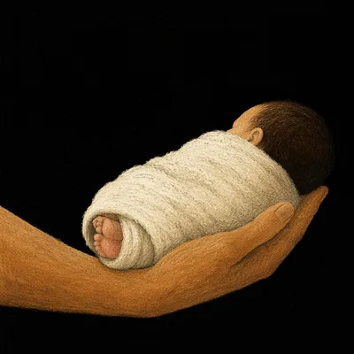 Peaceful Newborn Sleeping in Protective Hands