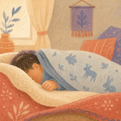 Peaceful Newborn Sleeping in Soft Blue Swaddle