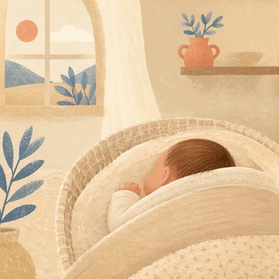 Peaceful Swaddled Newborn in Soft Morning Light