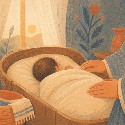 Peaceful Newborn Sleeping in Cream Swaddle