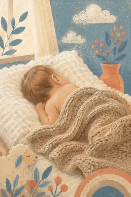 Peaceful Newborn Sleeping on Cozy Blanket