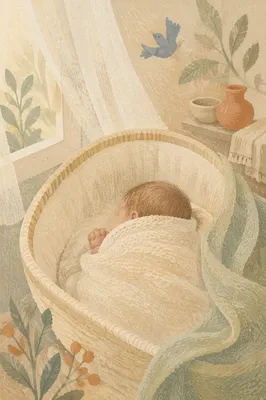 Peaceful Newborn Sleeping in Soft Blanket