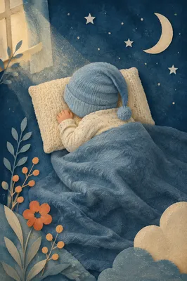 Peaceful Sleeping Newborn Under Blue Blanket