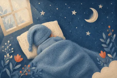 Peaceful Sleeping Newborn Under Blue Blanket