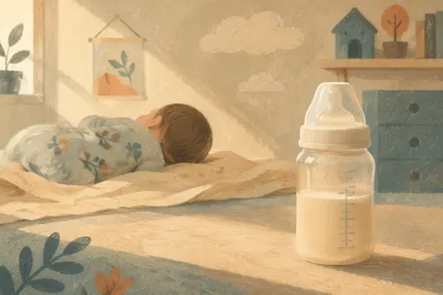 Peaceful Newborn Resting Beside Baby Bottle