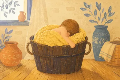 Peaceful Newborn Sleeping in Yellow Blanket