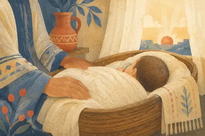 Peaceful Newborn Sleeping in Cream Swaddle