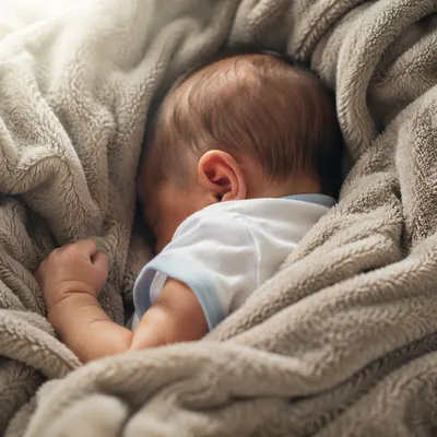 Peaceful Newborn Sleeping in Plush Blanket