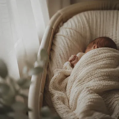 Peaceful Newborn Sleeping in Soft Blanket