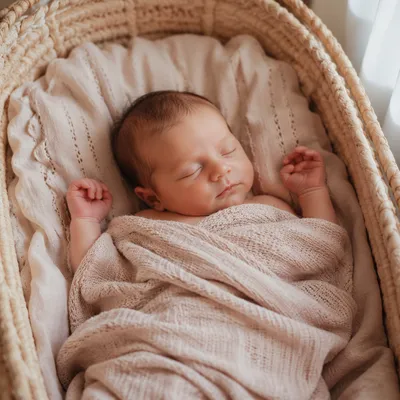 Peacefully Sleeping Newborn in Soft Blanket
