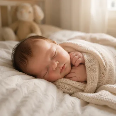 Peacefully Sleeping Newborn in Soft Blanket