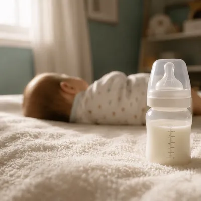 Peaceful Newborn With Bottle in Nursery