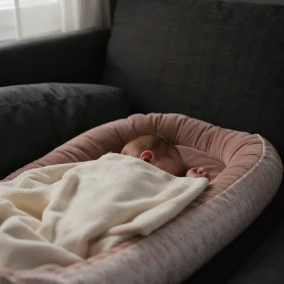 Peaceful Newborn Sleeping in Cream Blanket