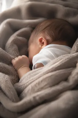 Peaceful Newborn Sleeping in Plush Blanket