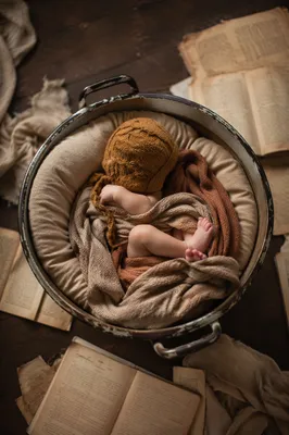Peaceful Sleeping Newborn in Rustic Studio