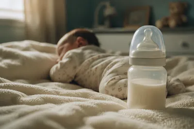 Peaceful Newborn Resting Beside Baby Bottle