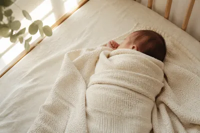 Peaceful Newborn Asleep in Soft Blanket