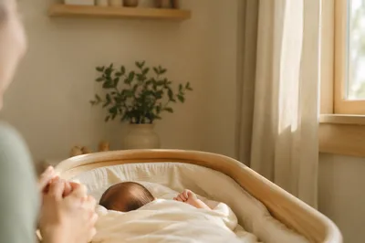 Peaceful Newborn in Warm Morning Nursery