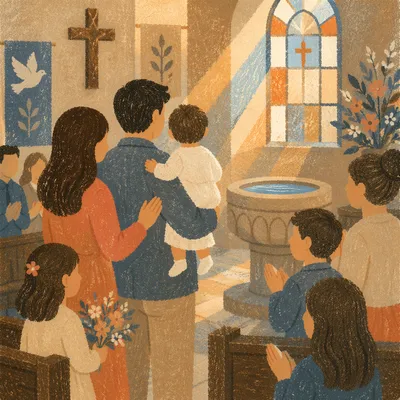 Joyful Child Baptism Family Celebration in Church