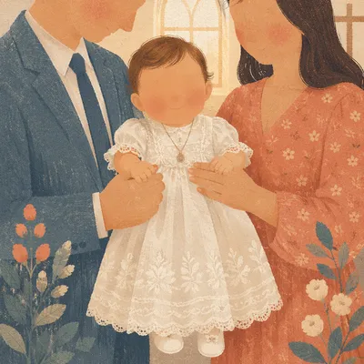 Joyful Baptized Child with Family Celebration
