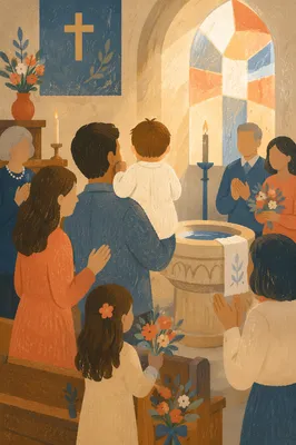 Joyful Child Baptism Family Church Celebration