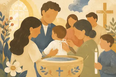 Child Baptism Celebration with Family in Church