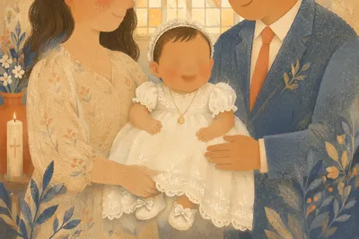 Joyful Baptized Child with Family Celebration